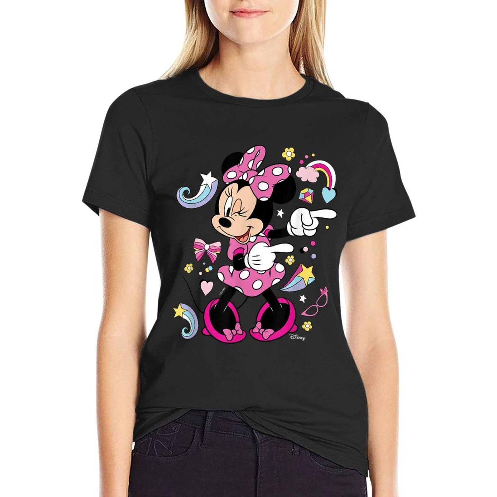 Mickey  Friends- Minnie Mouse Graphic Only  Fade-proof Color T-Shirt
