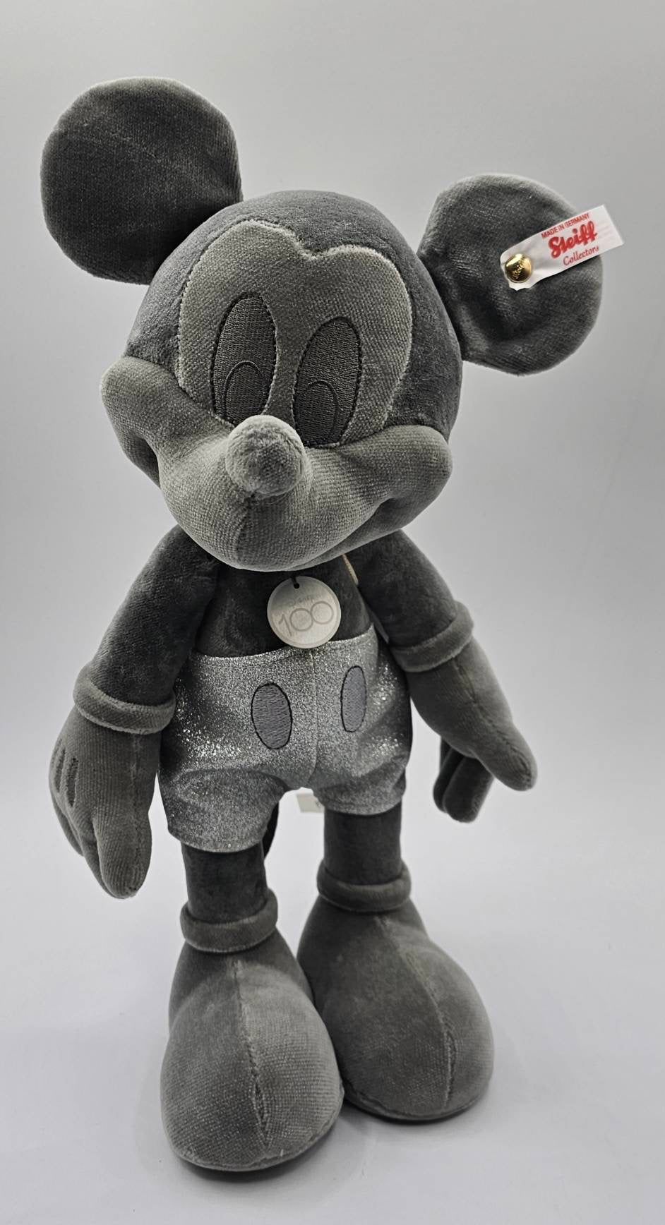 Disney 100 Steiff - Platinum Mickey Mouse 12" Collectible Teddy Bear