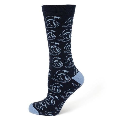 Disney Donald Duck Patterned Blue Socks and Mickey Mouse Blue Lapel Pin Gift Set