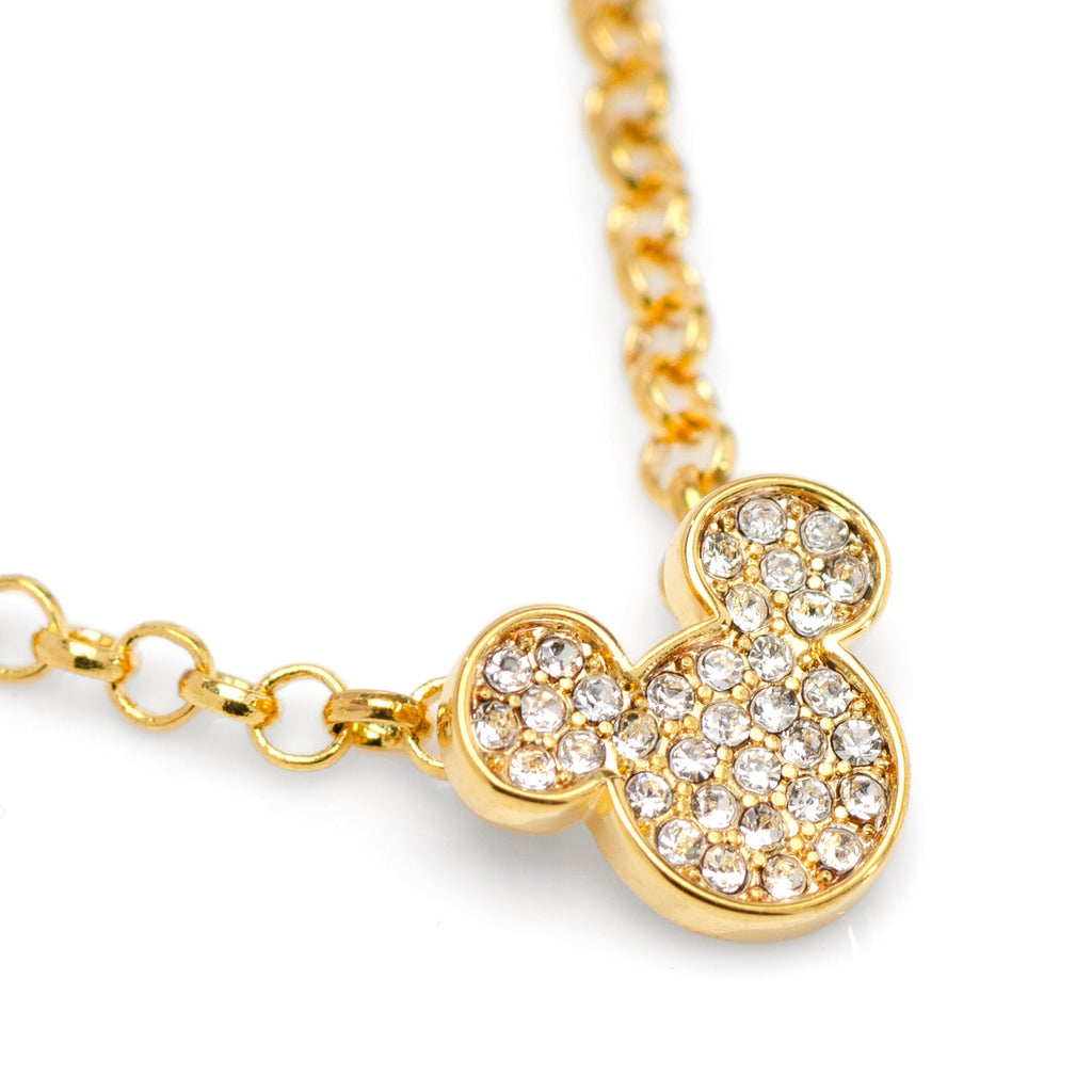 Disney Mickey Mouse Gold Crystal Chain Tie Bar