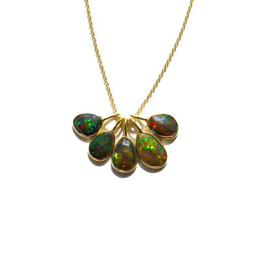 Black Fire Opal Rose Cut Necklace