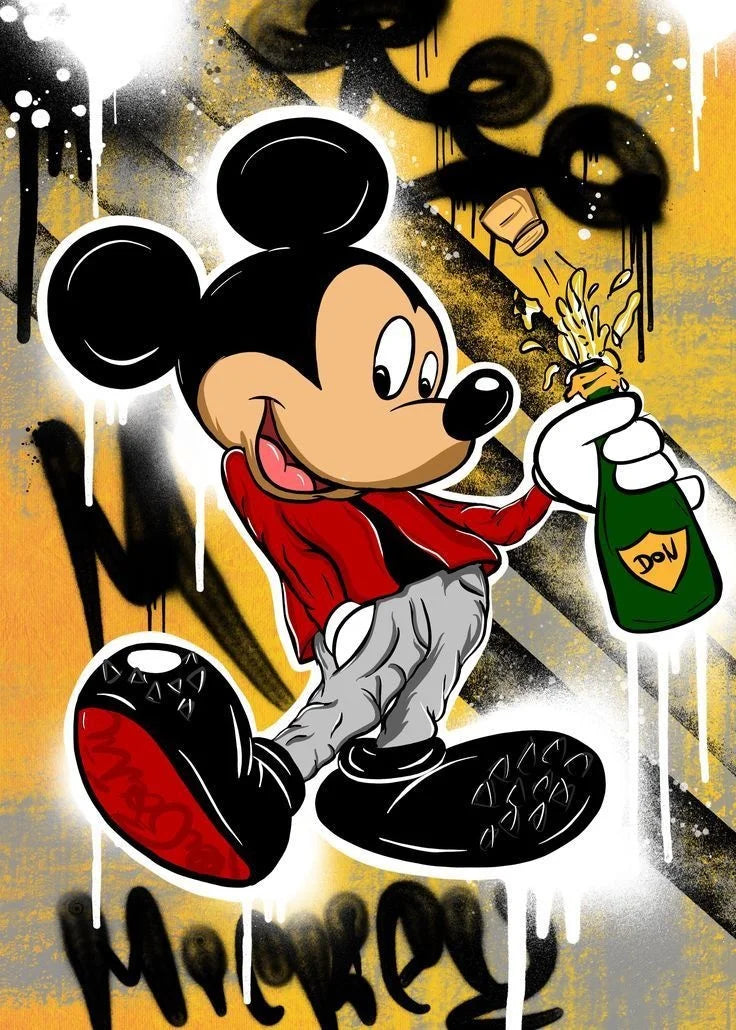 Mickey Mouse Minnie Street Graffiti Canvas Painting Prints Poster Creative Modern Wall Art Pictures Living Room Home Decor