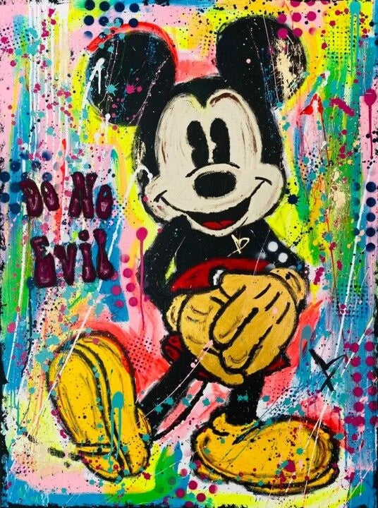 Mickey Mouse Minnie Street Graffiti Canvas Painting Prints Poster Creative Modern Wall Art Pictures Living Room Home Decor