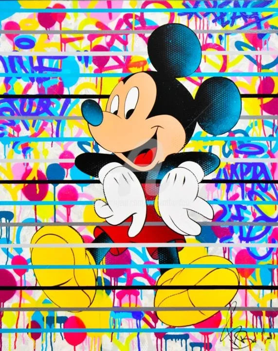 Mickey Mouse Minnie Street Graffiti Canvas Painting Prints Poster Creative Modern Wall Art Pictures Living Room Home Decor