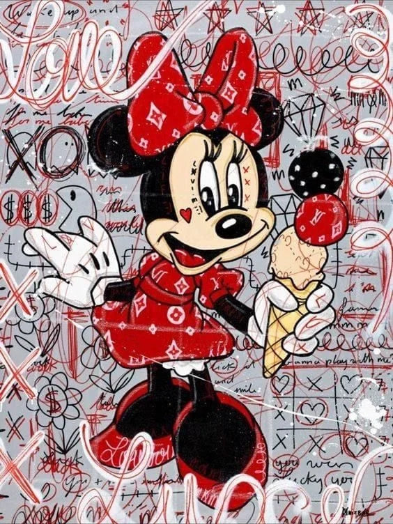 Mickey Mouse Minnie Street Graffiti Canvas Painting Prints Poster Creative Modern Wall Art Pictures Living Room Home Decor