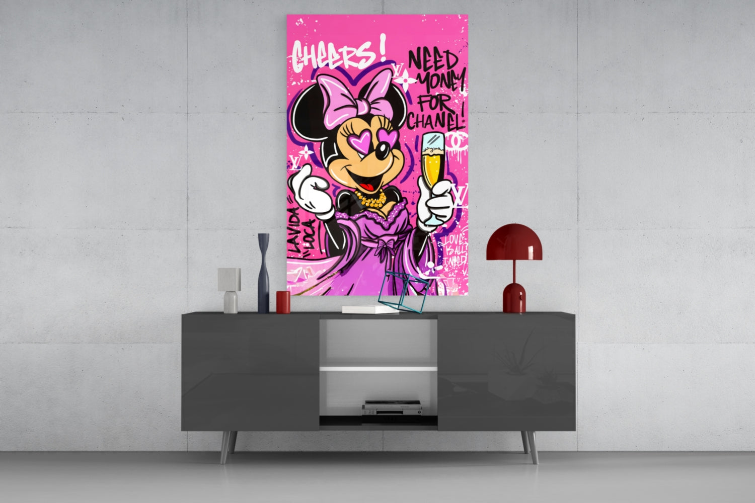 Minnie and Champagne Glass Wall Art || Designer Collection