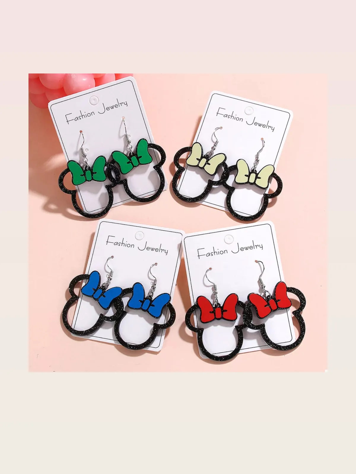 Mickey Mouse Bow Drop Earrings